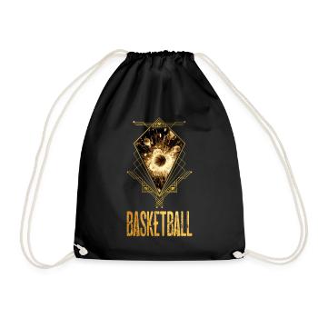 Basketball Ball Gold Basketball Player Player - Drawstring Bag - black - Front