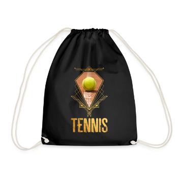Tennis Tennis Ball Gold Player Sport Vintage Retro - Drawstring Bag - black - Front