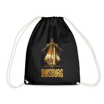 Duisburg Germany City Skyline Gold Love - Drawstring Bag - black - Front