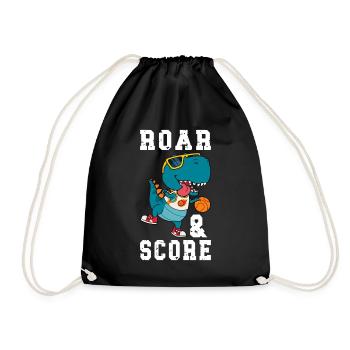 Basketball Dino T-Rex Player Sports Comic Cartoon - Drawstring Bag - black - Front