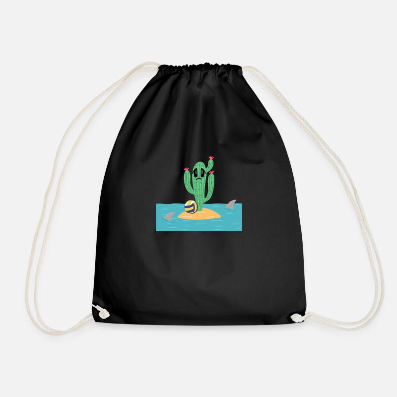 Cactus with Wilson - Drawstring Bag - black