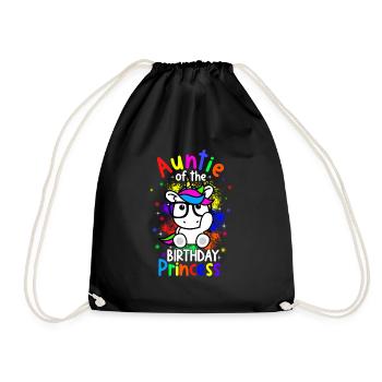 Auntie Of The Birthday Princess Unicorn Design Bir - Turnbeutel - Schwarz - Vorne