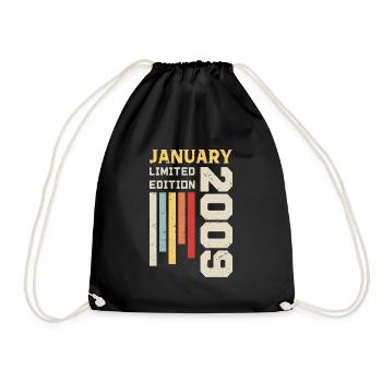 January 2009 - January 2009 Birthday Gift - Drawstring Bag - black - Front
