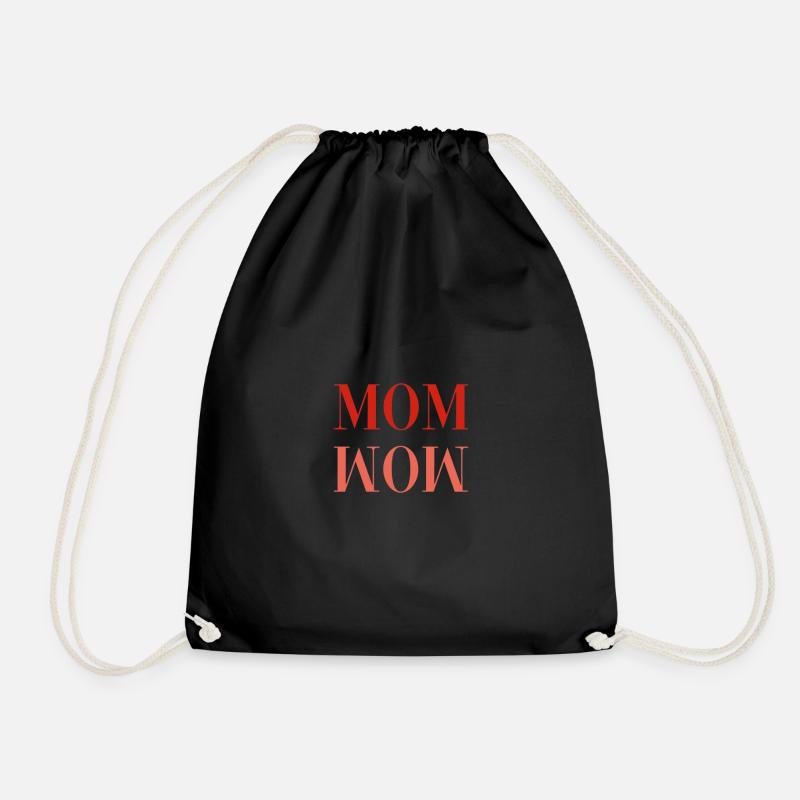 MOM WOW orange - Drawstring Bag - black