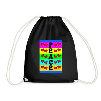 Peace And Love - Drawstring Bag - black - Front