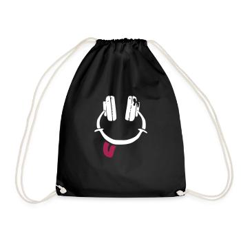 Casque d'écoute - smiley - langue - Sac de sport léger - noir - Devant