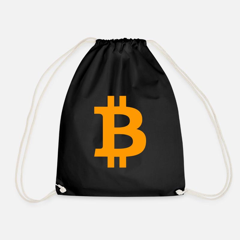 Bitcoin BTC symbol Logo - Drawstring Bag - black
