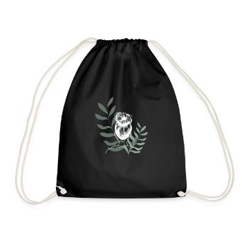 Black green Line Art Aesthetic Minimalist T Shirt - Drawstring Bag - black - Front