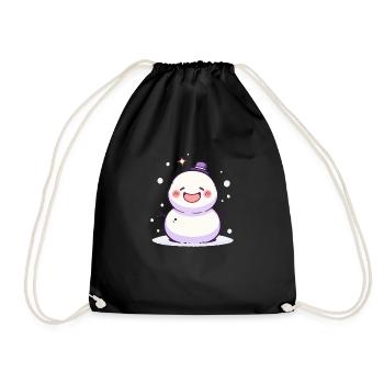 Süßer Weihnachts Schneemann - Festtags-Design - Turnbeutel - Schwarz - Vorne