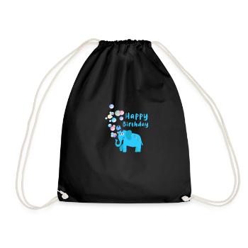 anniversaire hayppy, éléphant, bulles de savon - Sac de sport léger - noir - Devant