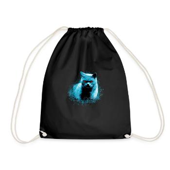 Cat,Blue Cat, Cemetery of Cuddly Animals - Drawstring Bag - black - Front