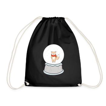 Snow globe fox - Drawstring Bag - black - Front