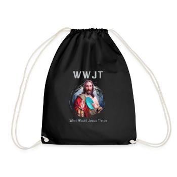 Funny Disc Golf Frisbee Jesus Gift - Drawstring Bag - black - Front