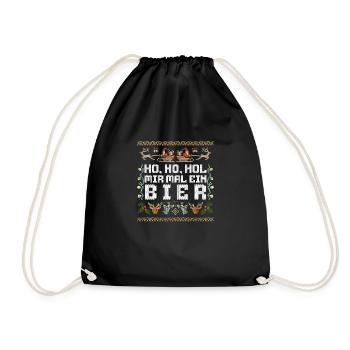 Ho Ho Hol Mir Mal Ein Bier Weihnachtsspruch - Turnbeutel - Schwarz - Vorne