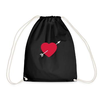 Heart round with arrow - Turnbeutel - Schwarz - Vorne