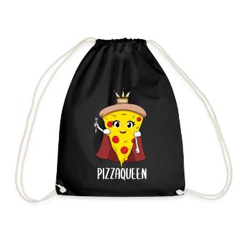 Pizza Queen Girl Women Pizza Queen - Drawstring Bag - black - Front