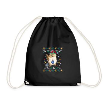 Chat noël père noël - Sac de sport léger - noir - Devant