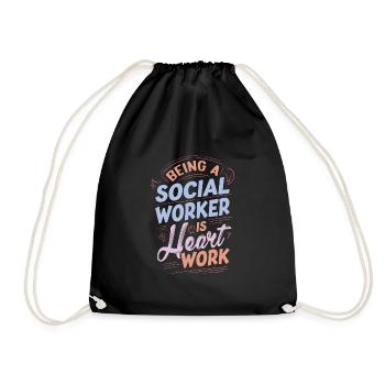 Being A Social Worker Is Heart Work Cute Social - Turnbeutel - Schwarz - Vorne