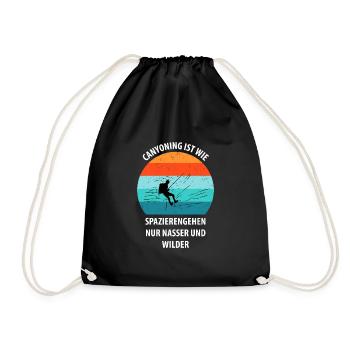 Canyoning Bergsteigen Klettern Wandern Berge - Turnbeutel - Schwarz - Vorne