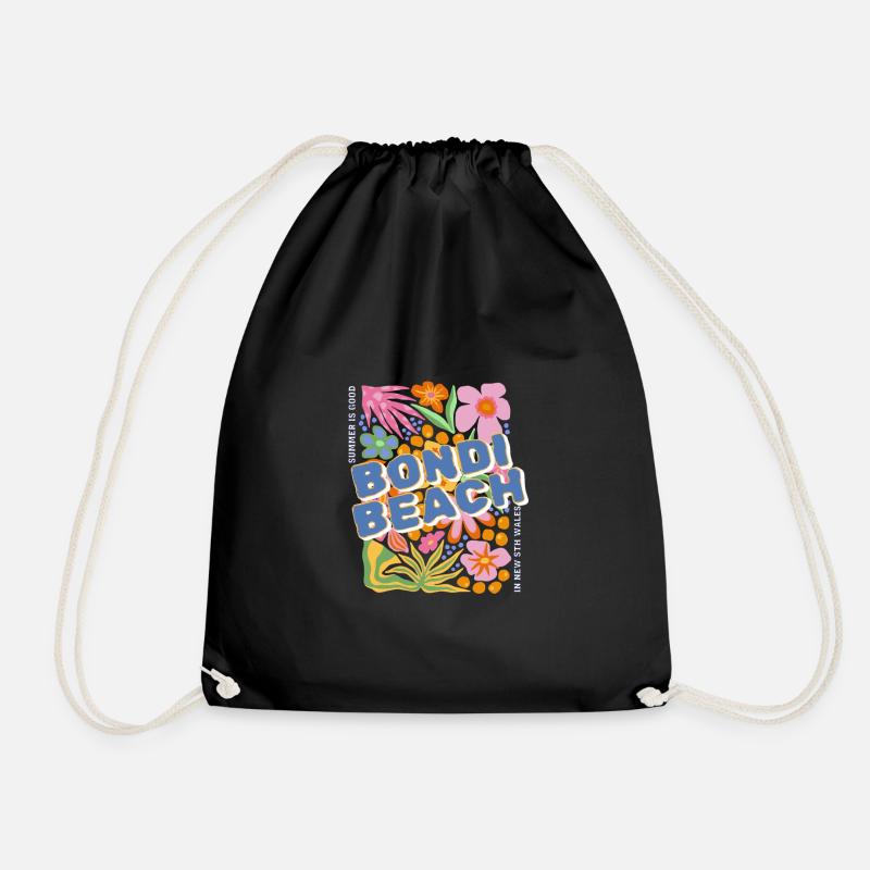 Bondi Beach summer is good in Australia - Drawstring Bag - black