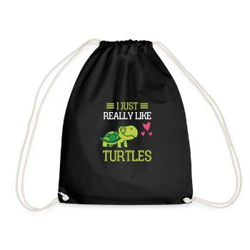 Meerestier Ozeantier Geschenk Lustiges Schildkröte - Turnbeutel - Schwarz - Vorne
