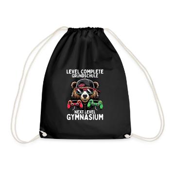 Level Complete Next Level Gymnasium Gaming Bär - Turnbeutel - Schwarz - Vorne