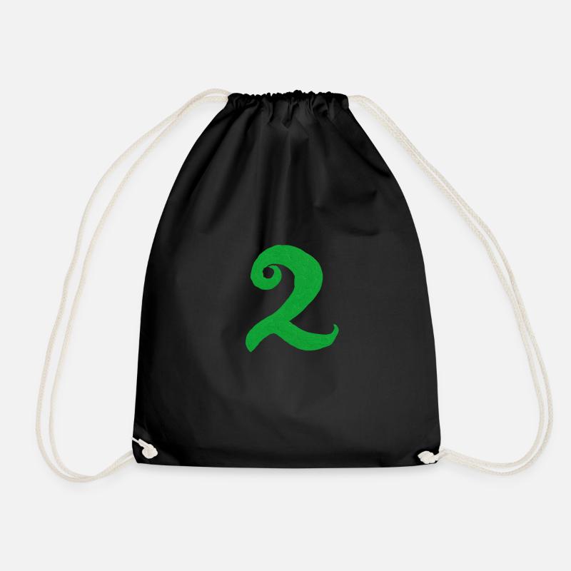 Number 2 - Drawstring Bag - black