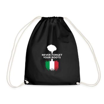 Italy Italy Italia Italian Roots born in made in - Drawstring Bag - black - Front