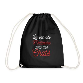 La vie est Meilleure Humour Chats - Sac de sport léger - noir - Devant