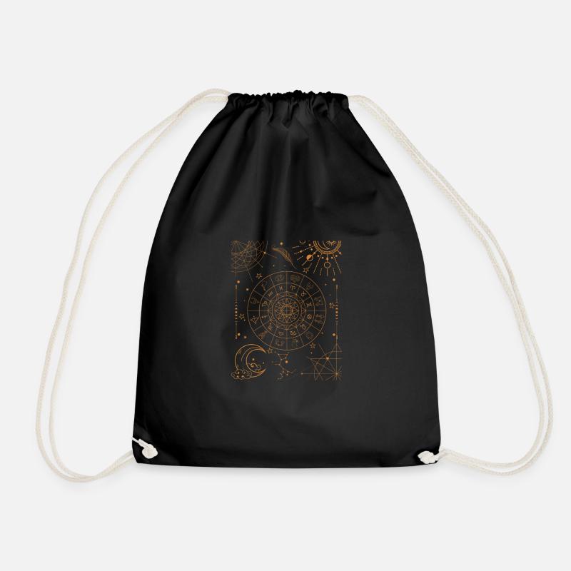 Dark Academia Cottagecore Sun Moon - Drawstring Bag - black