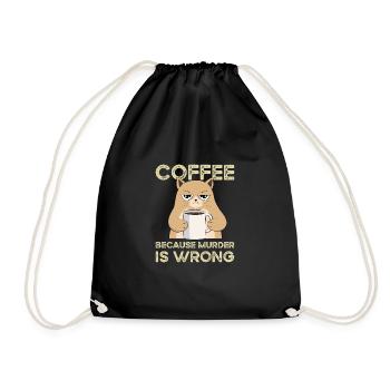 Coffee Because Murder Is Wrong Cat Vintage - Drawstring Bag - black - Front