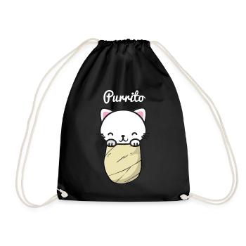 Taquitos cat hangover kitten meow gift babe - Drawstring Bag - black - Front