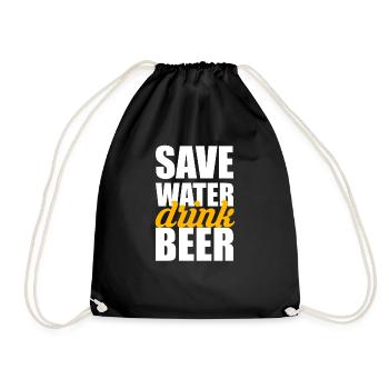 Save water drink beer - Turnbeutel - Schwarz - Vorne