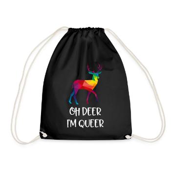 DEER deer queer LGBTQ funny gift idea - Drawstring Bag - black - Front