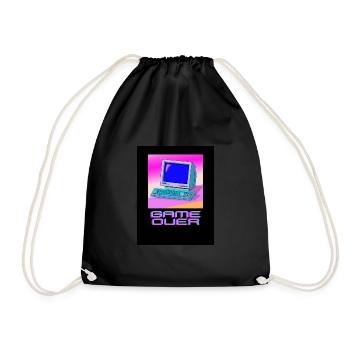 90s Computer Aesthetic - Game over - AI Art - Drawstring Bag - black - Front