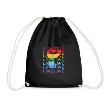 LGBTQ Gay Lesbian Bi Queer Trans CSD - Drawstring Bag - black - Front
