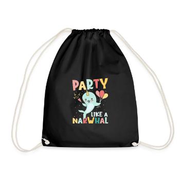Marine Science Narwhal Unicorn of the Sea - Drawstring Bag - black - Front