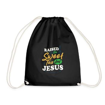 Sweet Tea Girl wuchs mit süßem Tee und Jesus auf - Turnbeutel - Schwarz - Vorne
