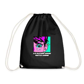 I would rather anime kawaii japanese sweet japa - Drawstring Bag - black - Front