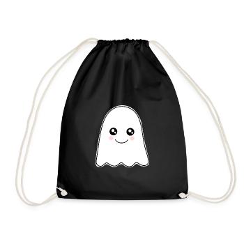 Kawaii Ghost Ghosts Halloween Halloween Costume - Drawstring Bag - black - Front