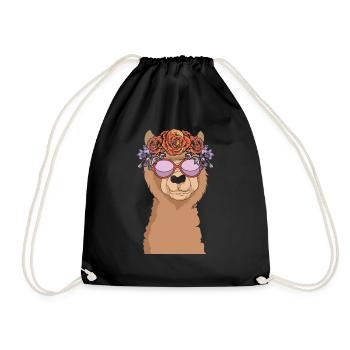 Coole Sonnenbrille Blumen Lama Geschenk Alpaka - Turnbeutel - Schwarz - Vorne