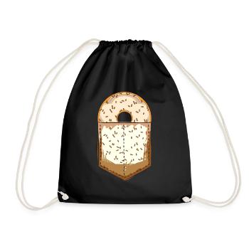 Süßigkeiten Geschenk Brusttasche Streusel Donuts - Turnbeutel - Schwarz - Vorne