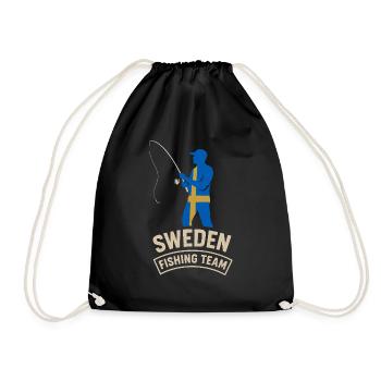 Sweden Fishing Team Adventure Design - Drawstring Bag - black - Front
