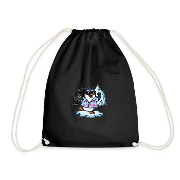 Cooler Pinguin Comic - Turnbeutel - Schwarz - Vorne