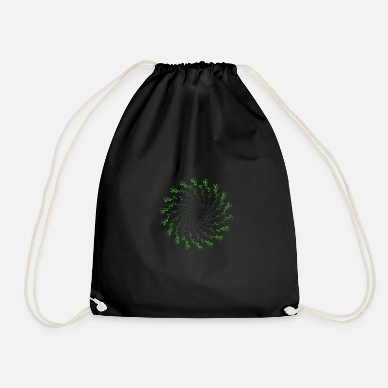 dotted shape rotated wind turbine green - Drawstring Bag - black