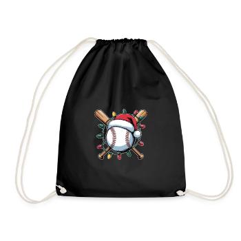 Santa Baseball Xmas Lights - Drawstring Bag - black - Front