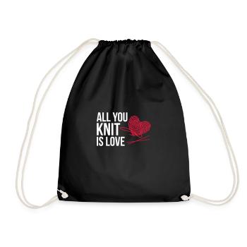 All you knit is love - knitting - Turnbeutel - Schwarz - Vorne
