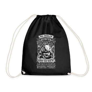 Lustiges Wikinger Sprüche Shirt - Turnbeutel - Schwarz - Vorne