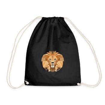 Lion polygon motif strong people who love animals - Drawstring Bag - black - Front