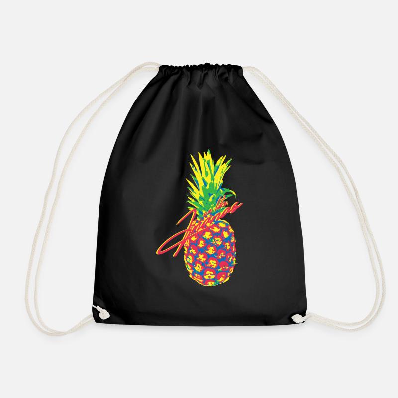 80s pineapple2 we like 80tees - Drawstring Bag - black